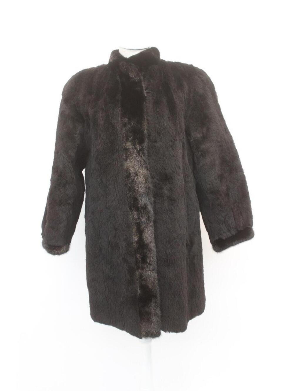 Excellent Black Sheared Raccoon & Mink Fur Coat Jacket Women Woman Size 6 Small